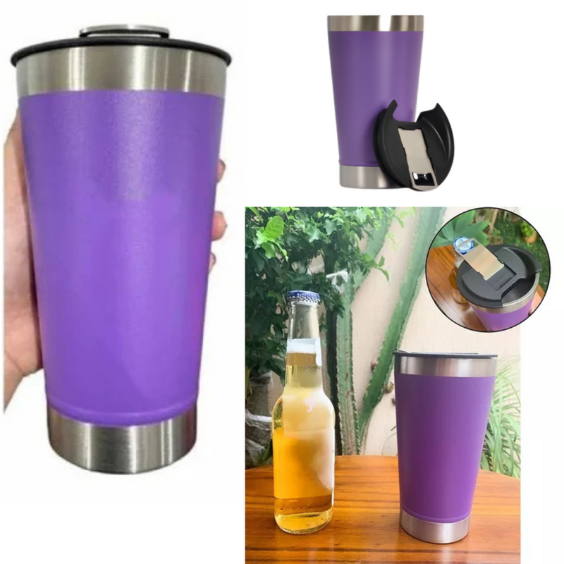 Copo Térmico Inox com Tampa e Abridor 473ml - PERSONALIZADO